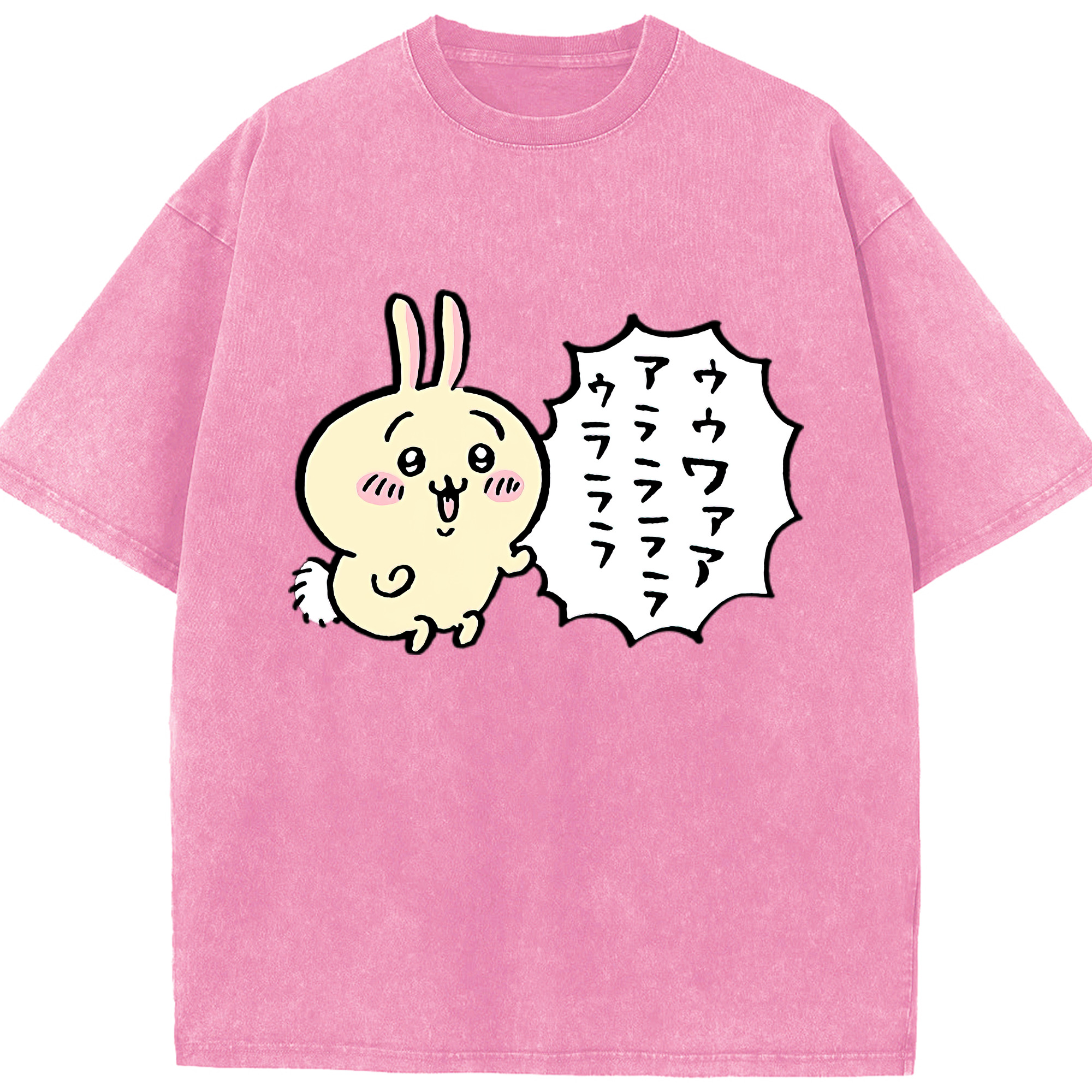 （画像用） ちいかわ うさぎ Chii-kawa usagi 綿100% ヴィンテージ風 半袖Tシャツ（フロントプリント）